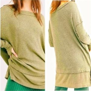 We The Free by Free People Women’s North Shore Waffle Knit Tunic in Green